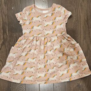 Hanna Andersson Unicorn Print Dress - Pink and Rainbow